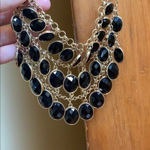 Gold and black bib necklace